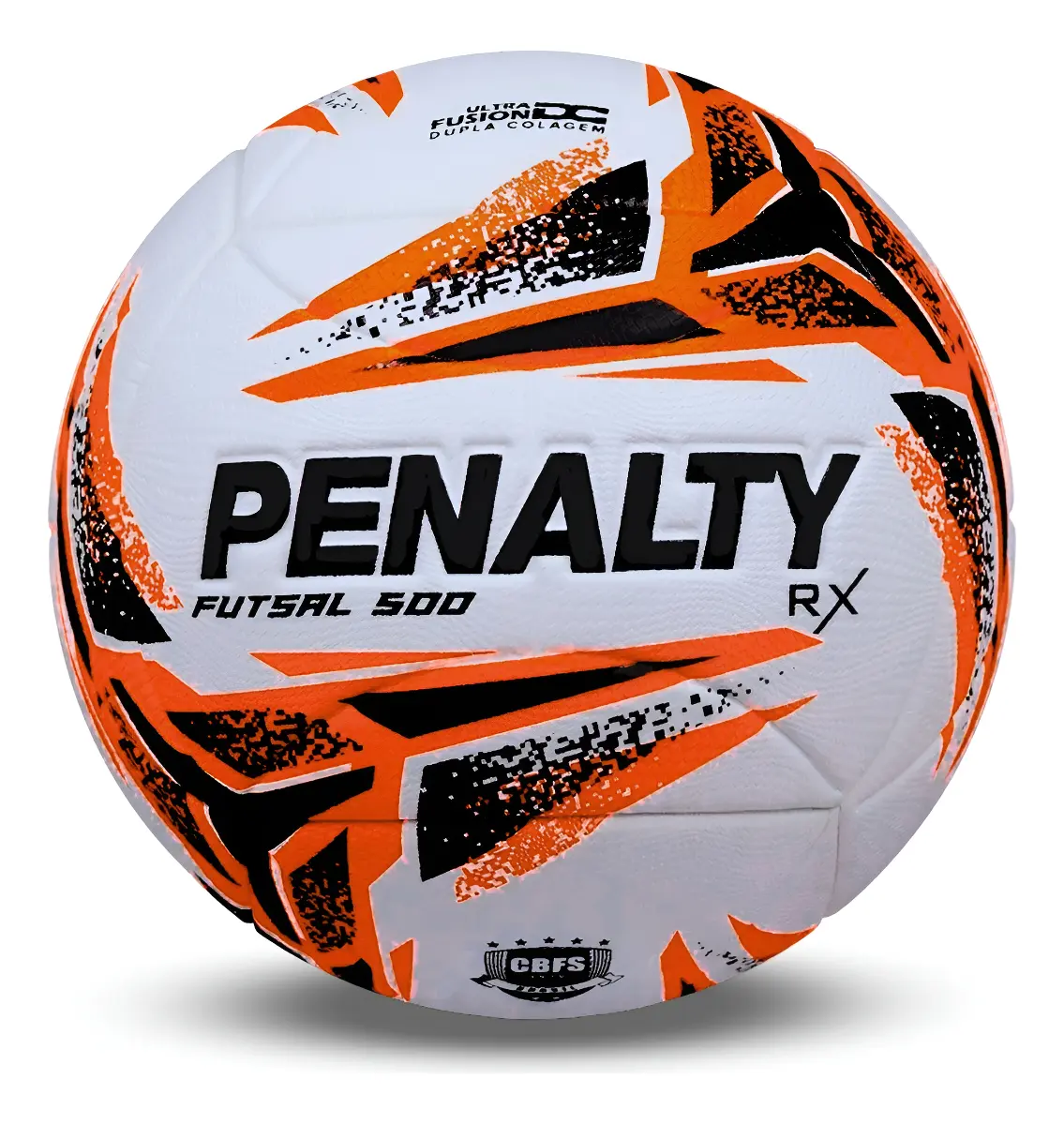 Bola de Futsal Penalty RX 500 Oficial Branco Laranja e Preto Alta Performance para Quadra Indoor